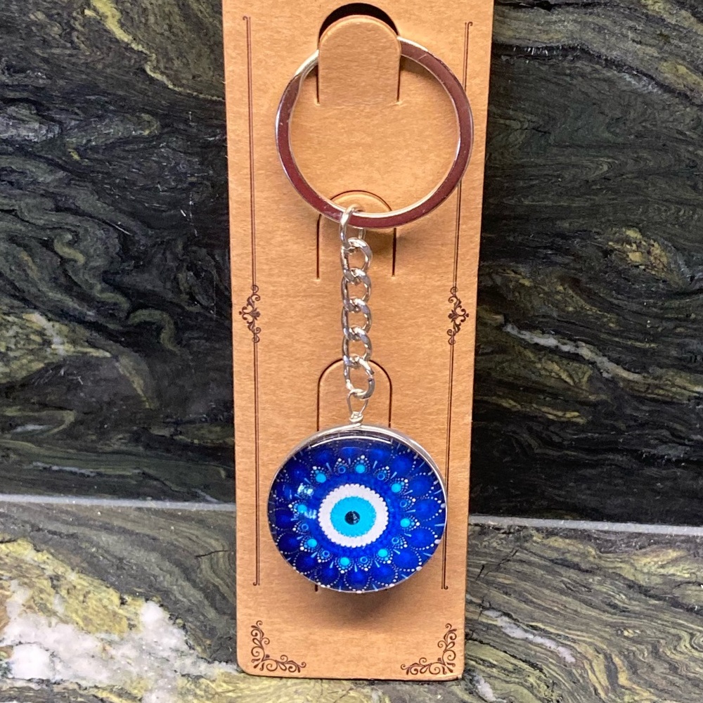 Evil Eye Blue Bag Charm Keychain Pendant Hand Crafted New